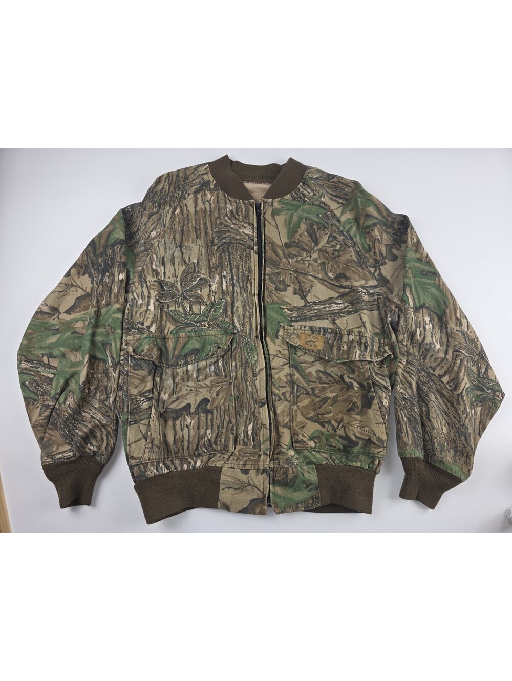 Duxbak Jacket Mens L Camo Realtree Bomber Cotton Canvas Vintage Made in USA Zip